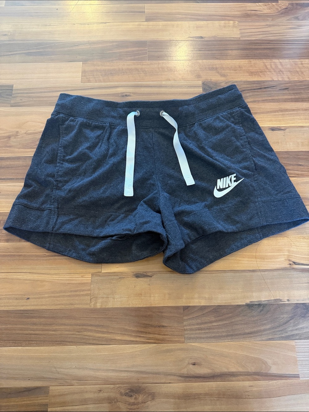 Nike Women's Dark Heather Athletic Shorts with White Drawstring